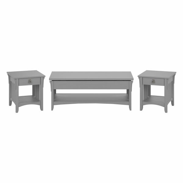 Bush Furniture Salinas Lift Top Coffee Table Desk with End Tables in Cape Cod Gray