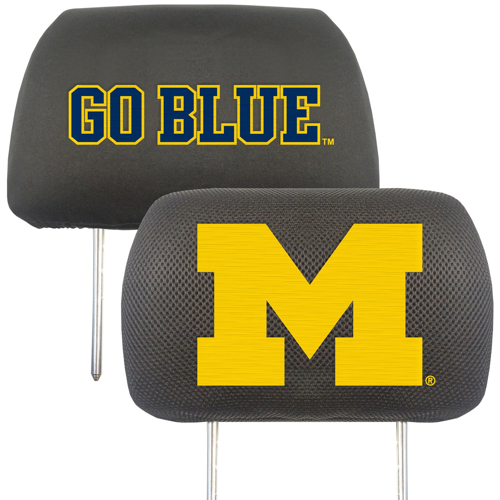 Carpet Floor Mats Bundle with Head Rests for Michigan Fans Officially Licensed(6 items)