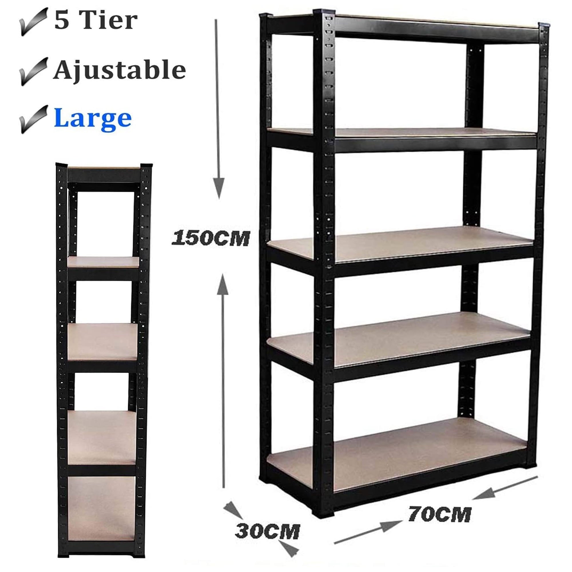 Dayplus 5 Tier Metal Shelving Unit Storage Racking Shelves Garage Warehouse Shed 1.5M