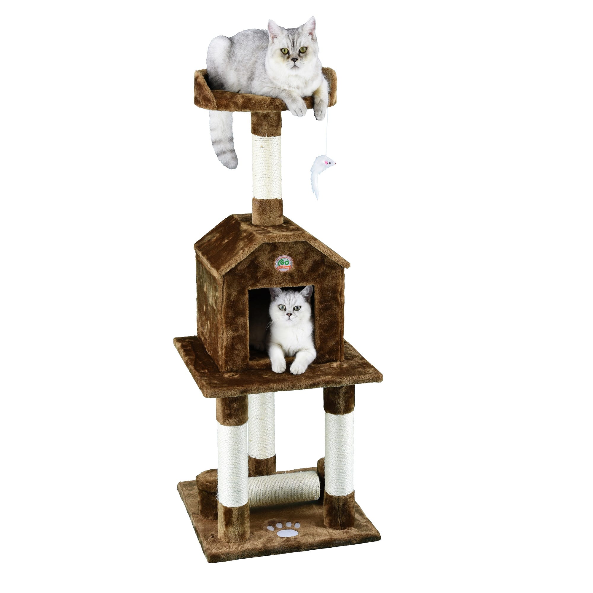 GO PET CLUB Brown 45 Cat Tree Condo with Dangling Toy