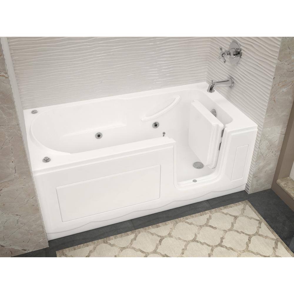 Universal Tubs Nova Heated Step-In 5 ft. Walk-In Whirlpool Bathtub in White with Chrome Trim HSI3060RWHCH