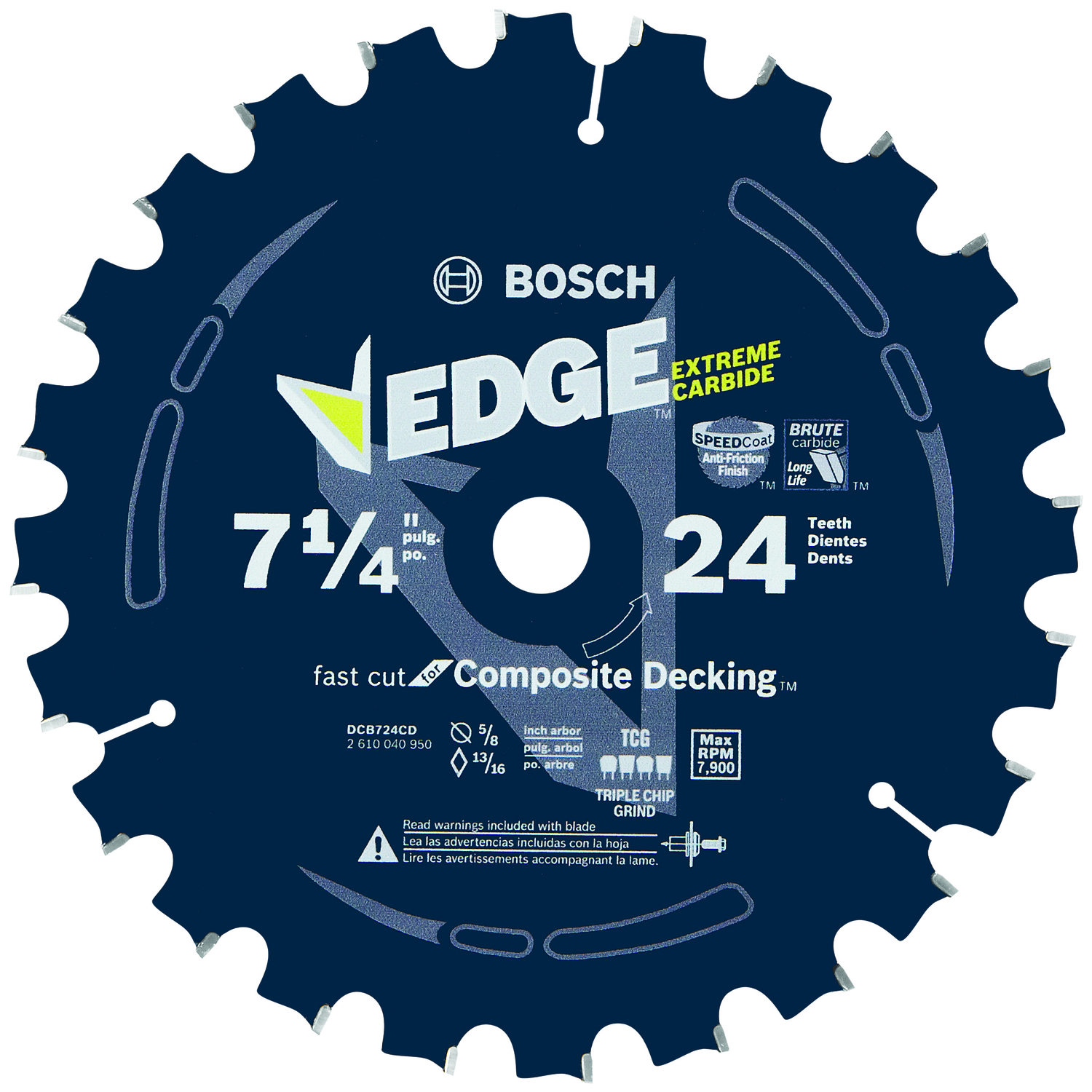 Bosch Edge 7-1/4 in. D X 5/8 in. Composite Decking Carbide Tipped Circular Saw Blade 24 teeth 1 pk