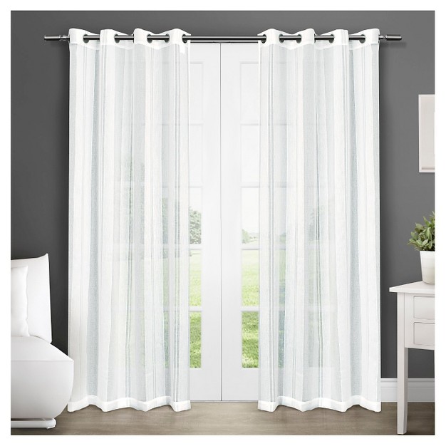 Set Of 2 Apollo Sheer Window Curtain Panels White Exclusive Home