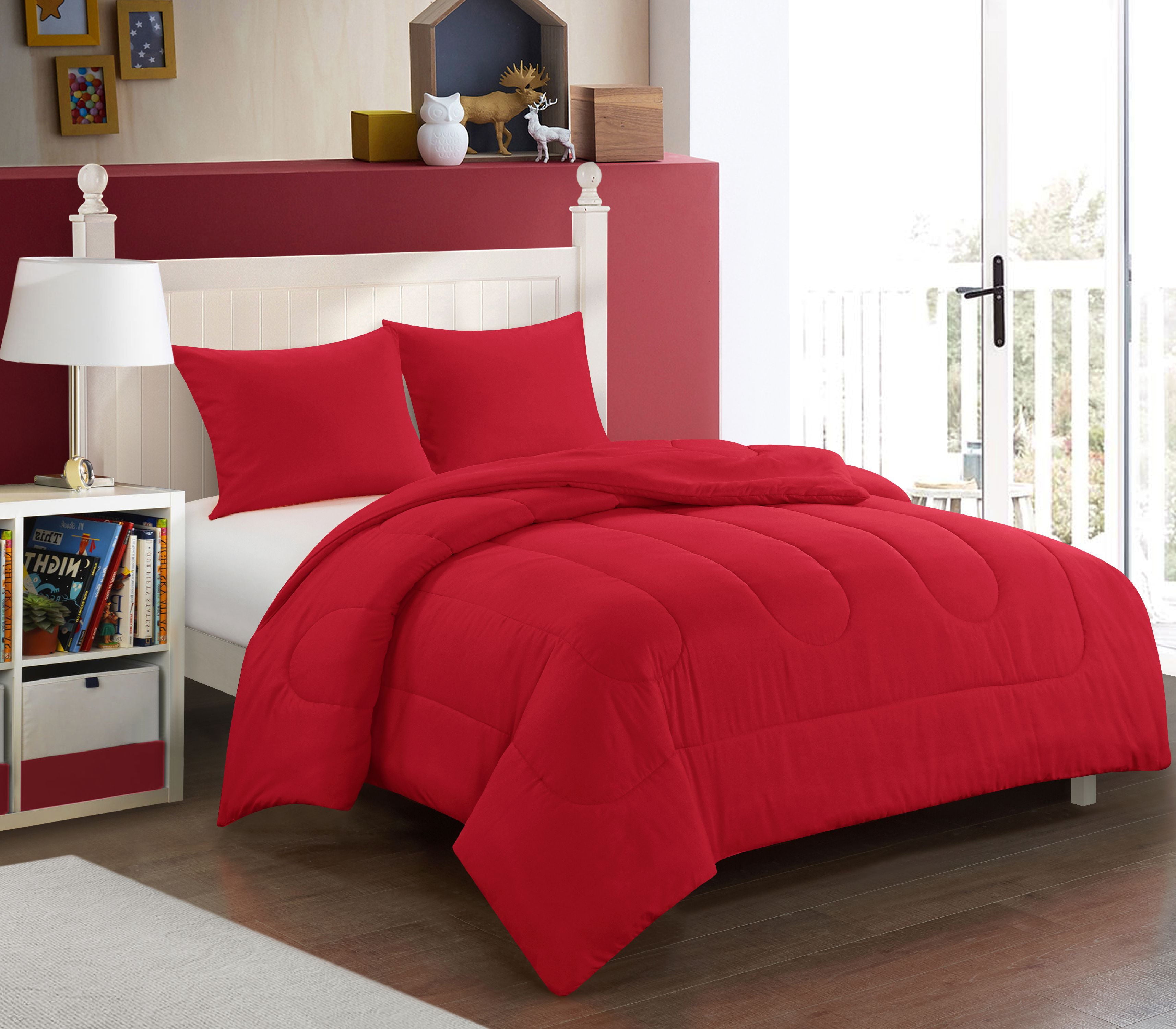 Pop Shop Pop Shop Solid Comforters Back to College Red Solid Print Polyester Comforters， Twin-XL， Washable