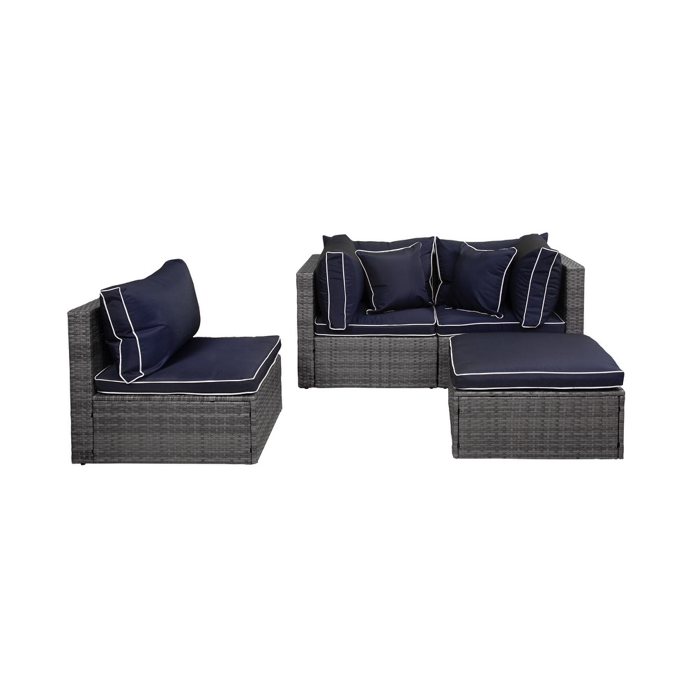 York 4 Piece Outdoor Patio Modular Sectional Sofa with Cushions