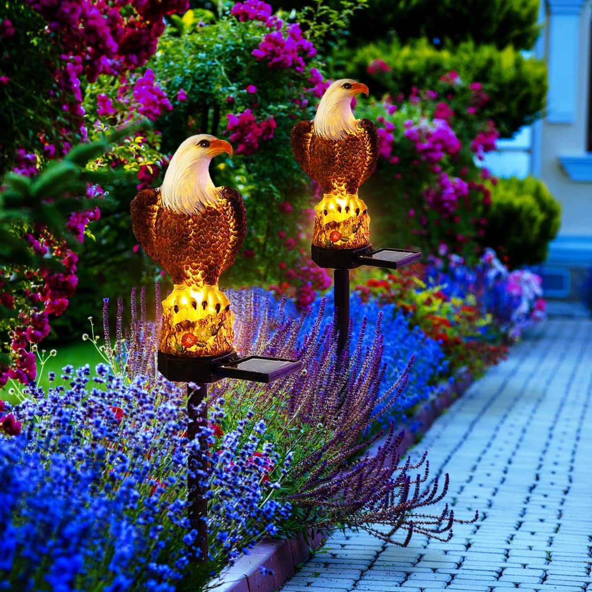 (Last Day Promotion-SAVE 65% OFF)Resin Eagle Solar Power Waterproof LED Warm Lights With Pilings(2 PCS/SET)-BUY 2 GET 10% OFF & FREE SHIPPING