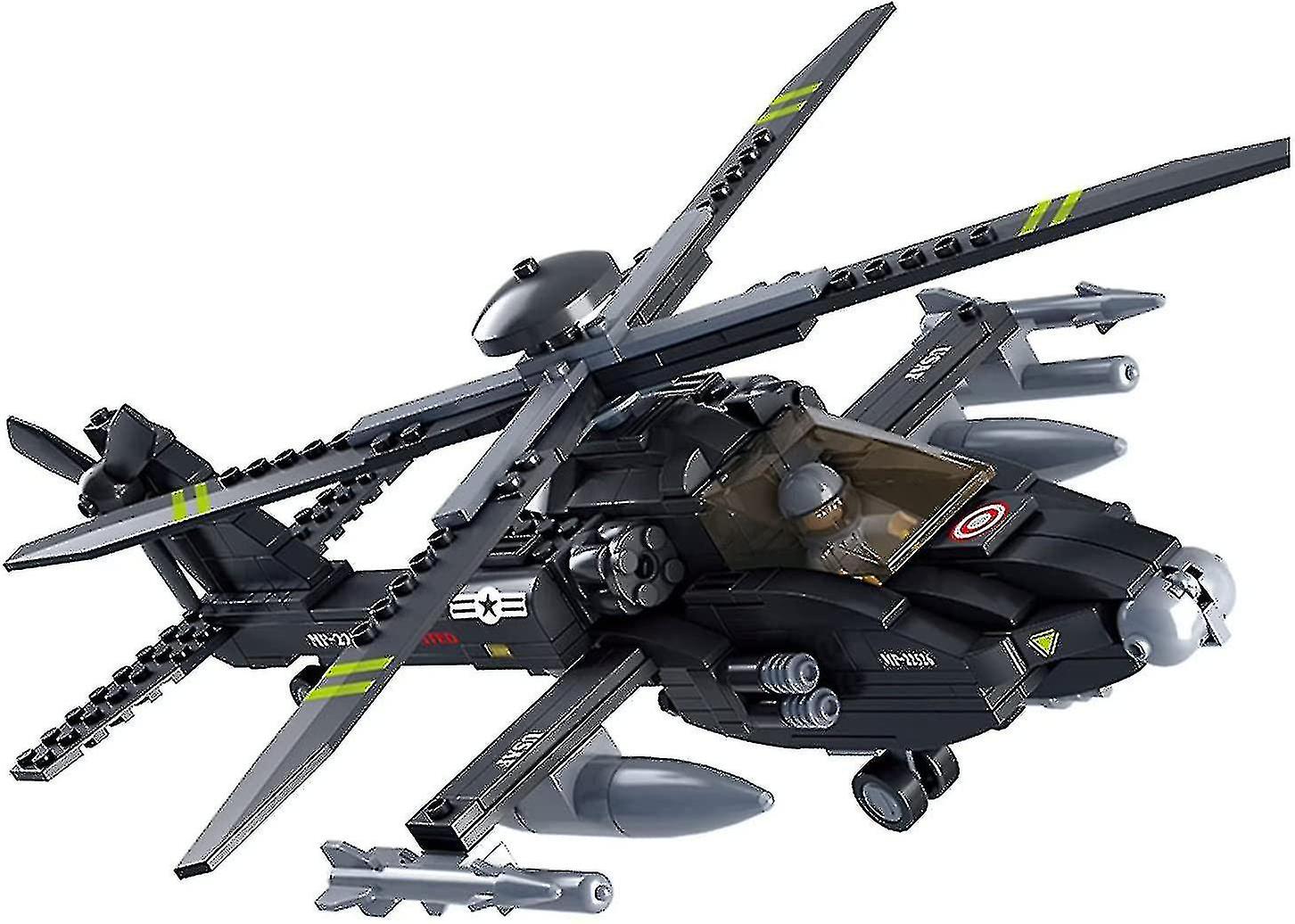 Military Blocks Army Bricks Toy - Ah-64 Apache Helicopter