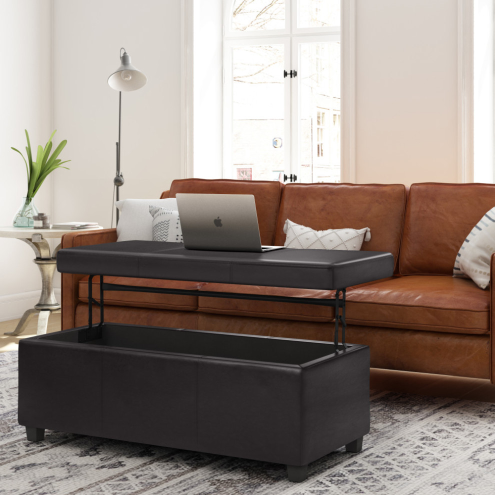 Avalon Lift Top Rectangular Storage Ottoman   Transitional   Footstools And Ottomans   by Simpli Home Ltd.  Houzz