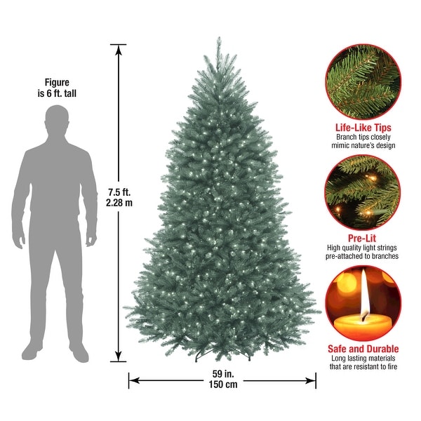 National Tree Company 7.5 ft. Dunhill Blue Fir Hinged Tree with 750 Clear Lights