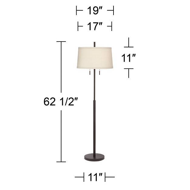 Tall Bronze Metal Off White Fabric Tapered Drum Shade For Living Room Bedroom Office House Home