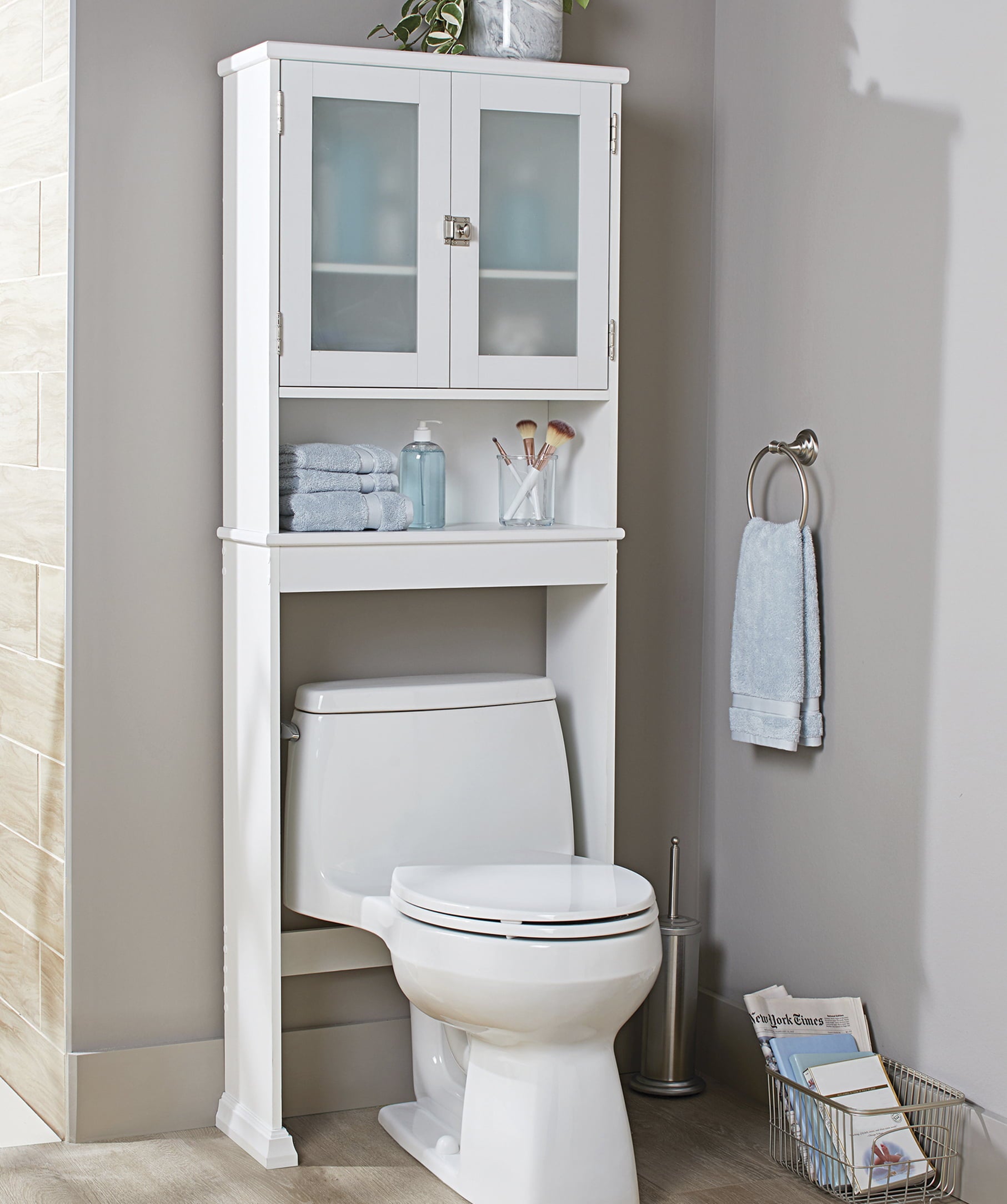 White 24.62 in. W Bathroom Space Saver, 3 Tiers, Over the Toilet Storage Cabinet, Better Homes & Gardens