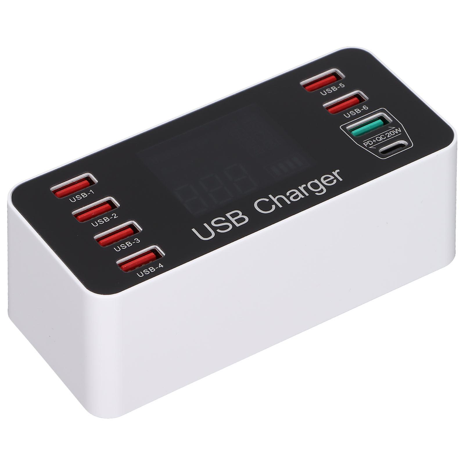 A9+ 8 Port Usb Charger 40w Fast Charging Qc 3.0 Usb C Multiple Usb Charging Stations With Lcd For Smartphones Tabletsus Plug