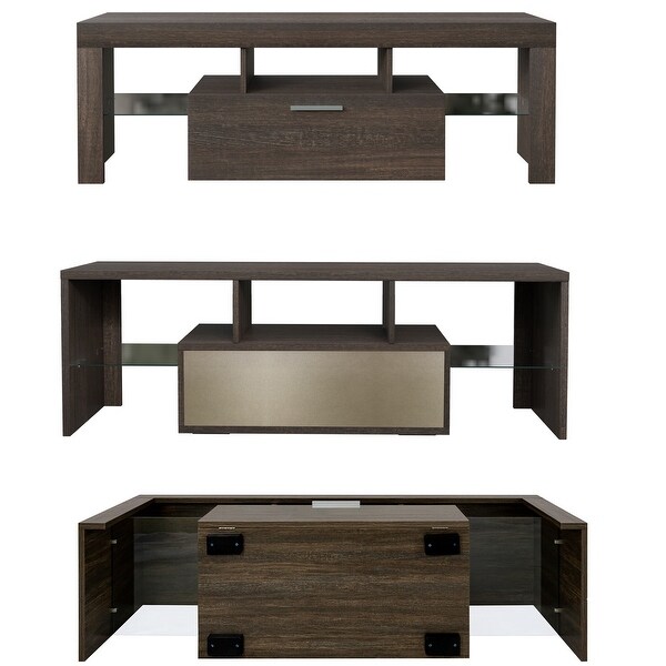 Modern LED TV Stand for 55inch TV， Entertainment Center with Cabinet - 51