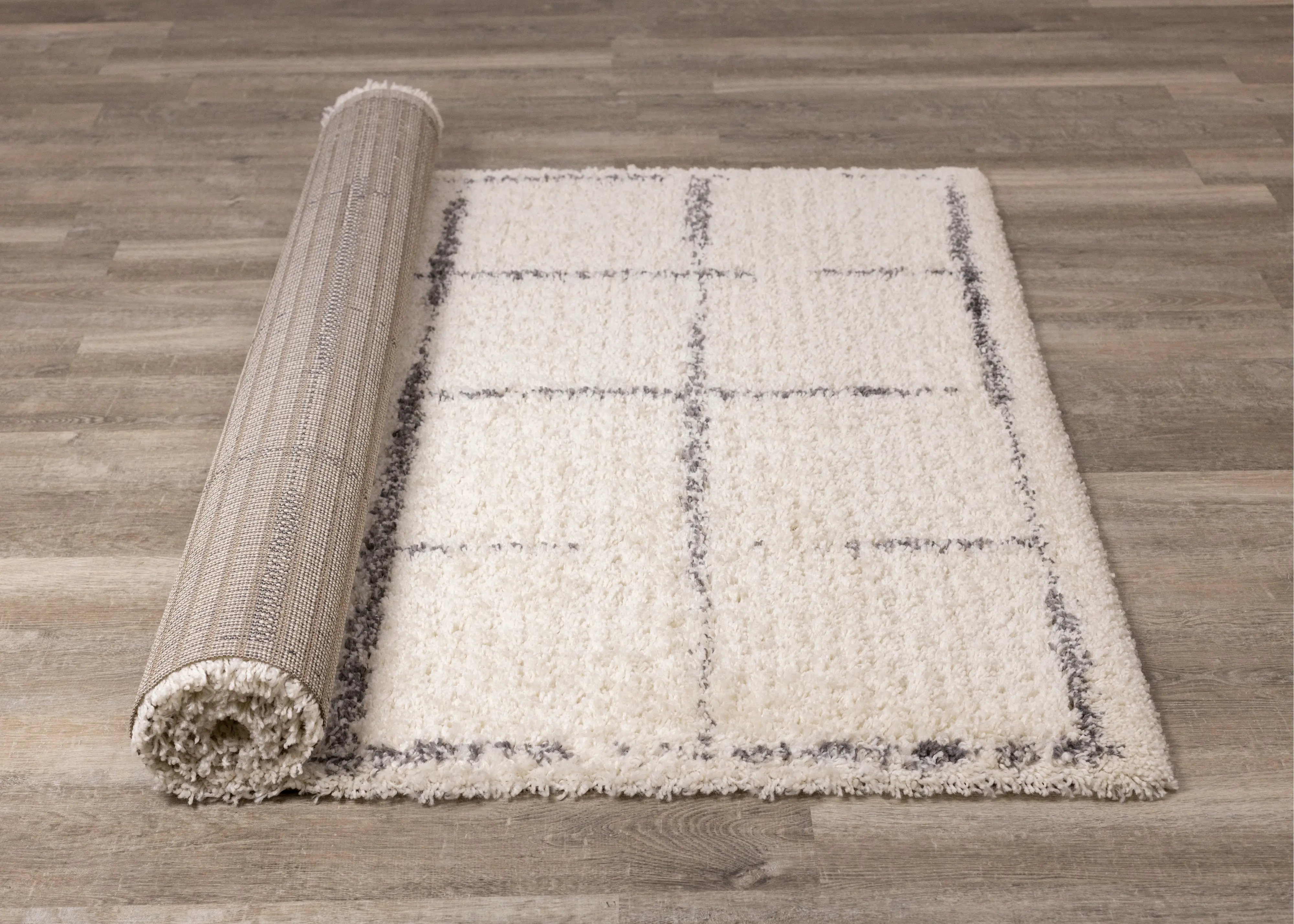 Rondo 5 x 8 Block Cream Gray Shag Rug