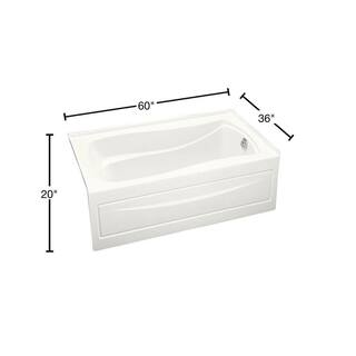 KOHLER Mariposa 60 in. x 36 in. Soaking Bathtub with Right-Hand Drain in White Integral Flange K-1242-RA-0