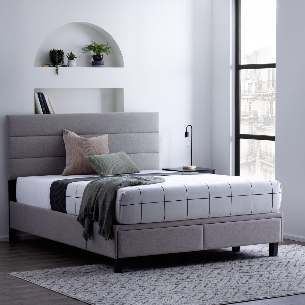 Brookside Upholstered Bed with Horizontal Channel Tufted Headboard and Storage Drawers