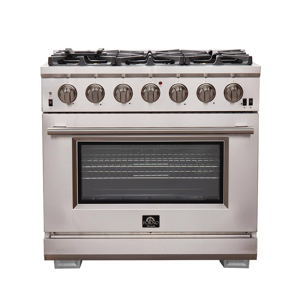 Forno Capriasca 36 in. 5.36 cu. ft. Gas Range with 6 Gas Burners Oven in Stainless Steel FFSGS6260-36