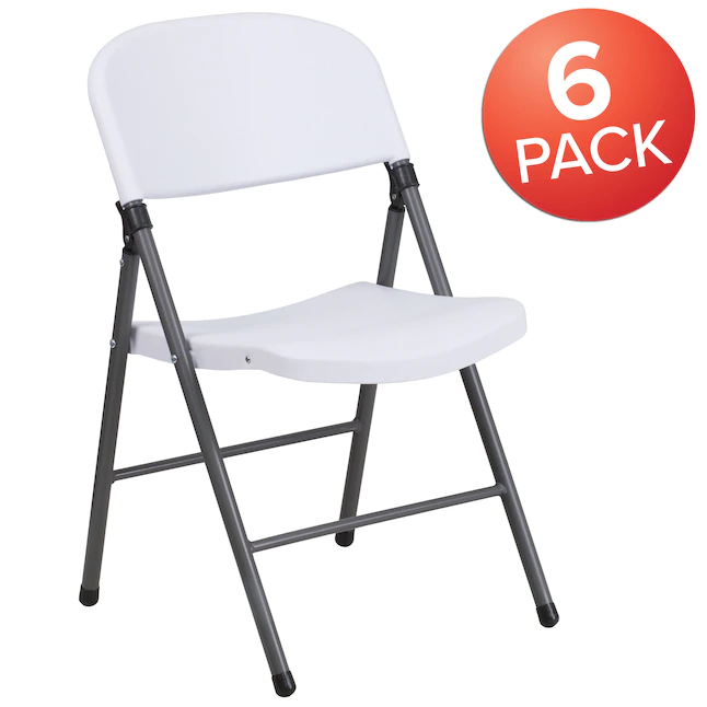 Flash Furniture 6-Pack Granite White Standard Folding Chair with Solid Seat (Indoor)