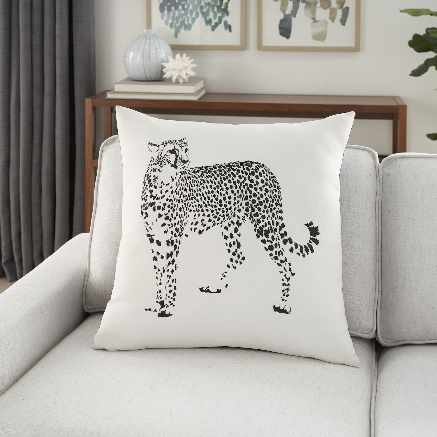 Mina Victory Raised Print Leopard Outdoor Throw Pillow