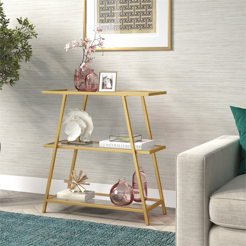 Henn ampHart 36 in. Brass Metal Bookcase   Contemporary   Bookcases   by Homesquare  Houzz