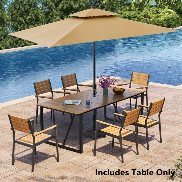 Patio Aluminum Dining Table Outdoor Patio 6 Person Rectangular Table