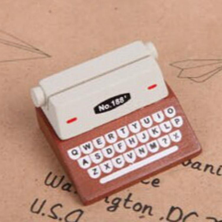 5 PCS Creative Coffee Vintage Wooden Typewriter Photo Card Desk Messege Memo Holder Stand Card Holder(Coffee)