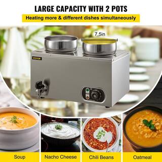 VEVOR Commercial Food Warmer 8.4 qt. 500-Watt Electric Soup Warmer Stainless Steel Countertop Soup Pot Bain Marie Food Warmer TTSG4LBWTT0000001V1