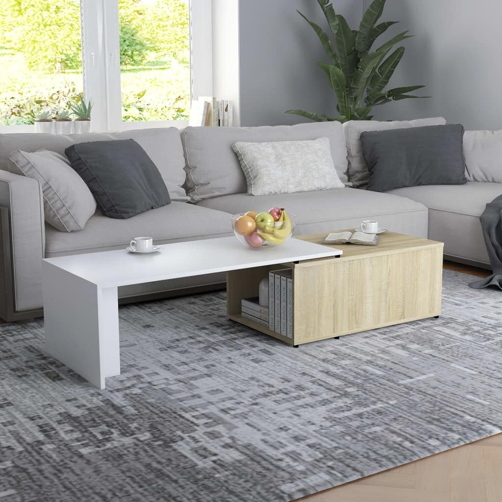 vidaXL Coffee Table White and Sonoma Oak 59.1