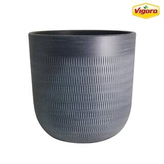 Vigoro 16 in. Delano Large Black Charcoal Plastic Planter (16 in. D x 16 in. H) HUPS00601N-16H