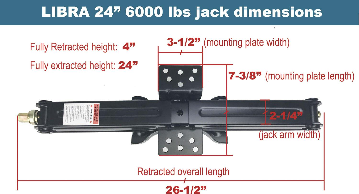 Set 2 LIBRA Premium 24  6000lbs RV Trailer Stabilizer Leveling Scissor Jacks w