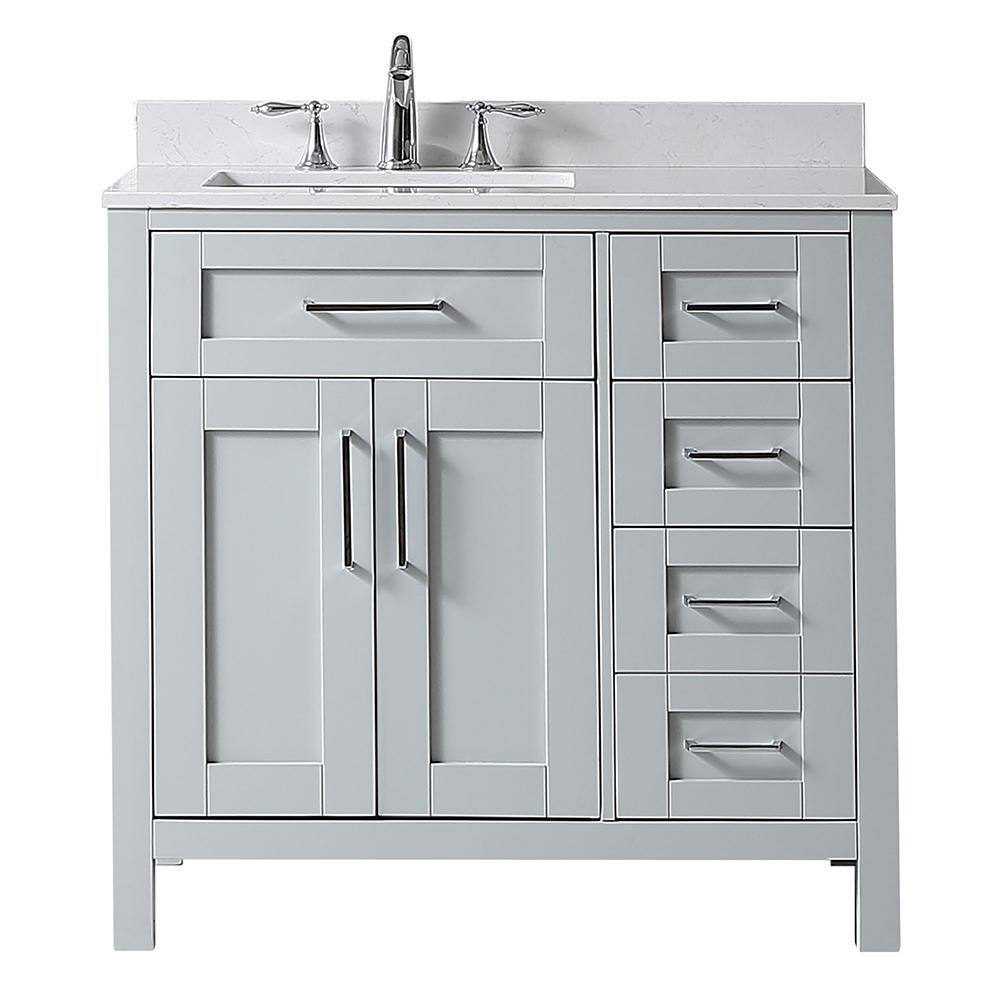 Home Decorators Collection Riverdale 36 in. W x 21 in. D Vanity in Dove Grey with a Cultured Marble Vanity Top in White with white Sink Riverdale 36G