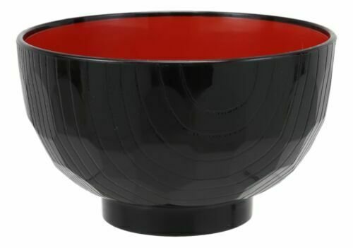 1 Japanese Black Red Lacquer Copolymer Plastic Rice Bowl Beehive Pattern Set Of 6 EBR02