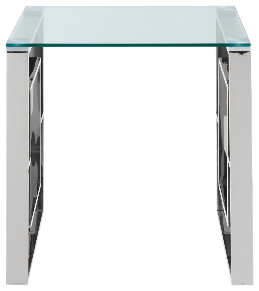 Contemporary Stainless Steel and Glass Accent Table   Contemporary   Coffee And Accent Tables   by WHI  Houzz