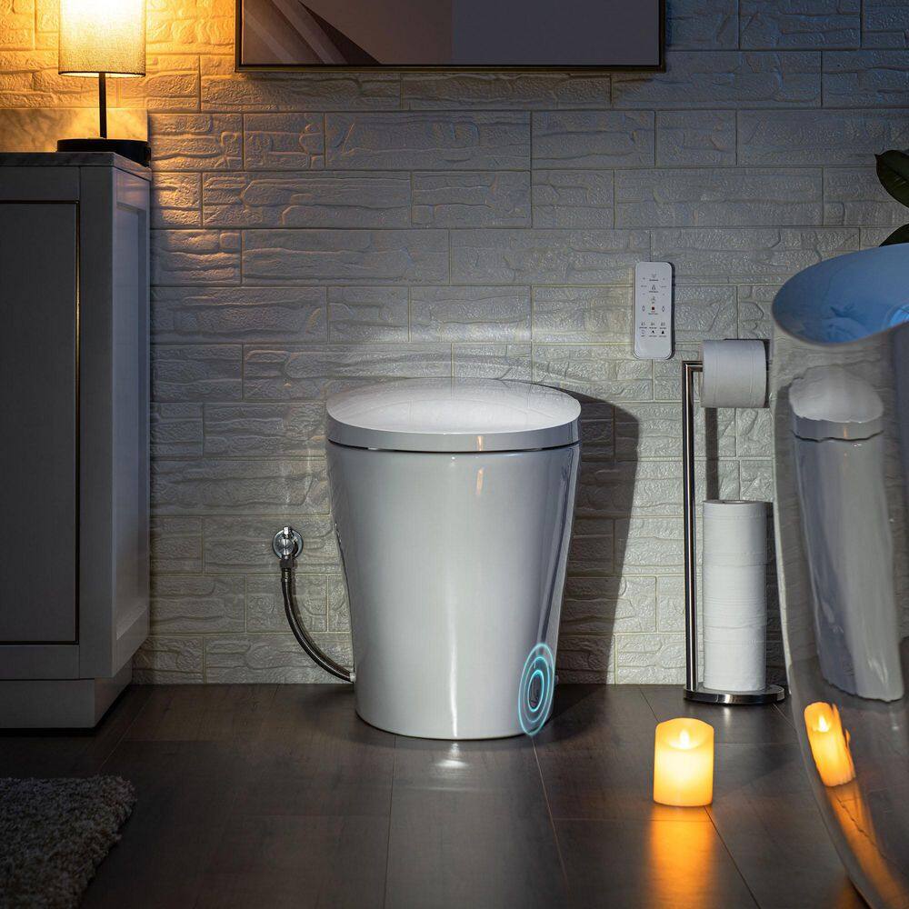 WOODBRIDGE Victoria Intelligent Chair Height 1.0 GPF 1.6 GPF Elongated Toilet in White with Auto Flush and Foot Sensor Operation HB0970S