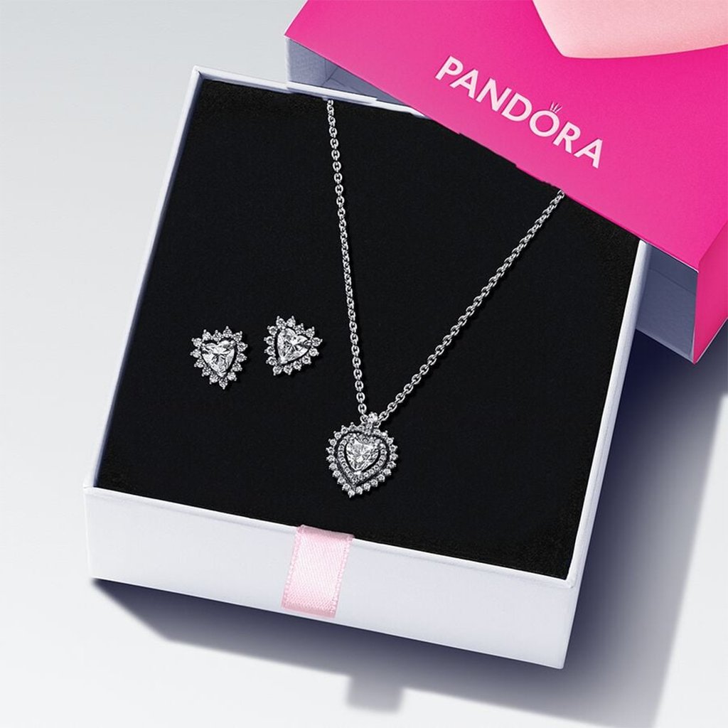 PANDORA  Sparkling Double Heart Halo Jewelry Gift Set - Sterling Silver