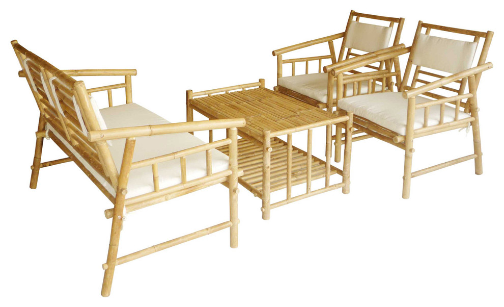 Bamboo Sofa Set With 1 Love Seat  2 Chairs  and 1 Table   Living Room Furniture Sets   by Zero Emission World  Houzz