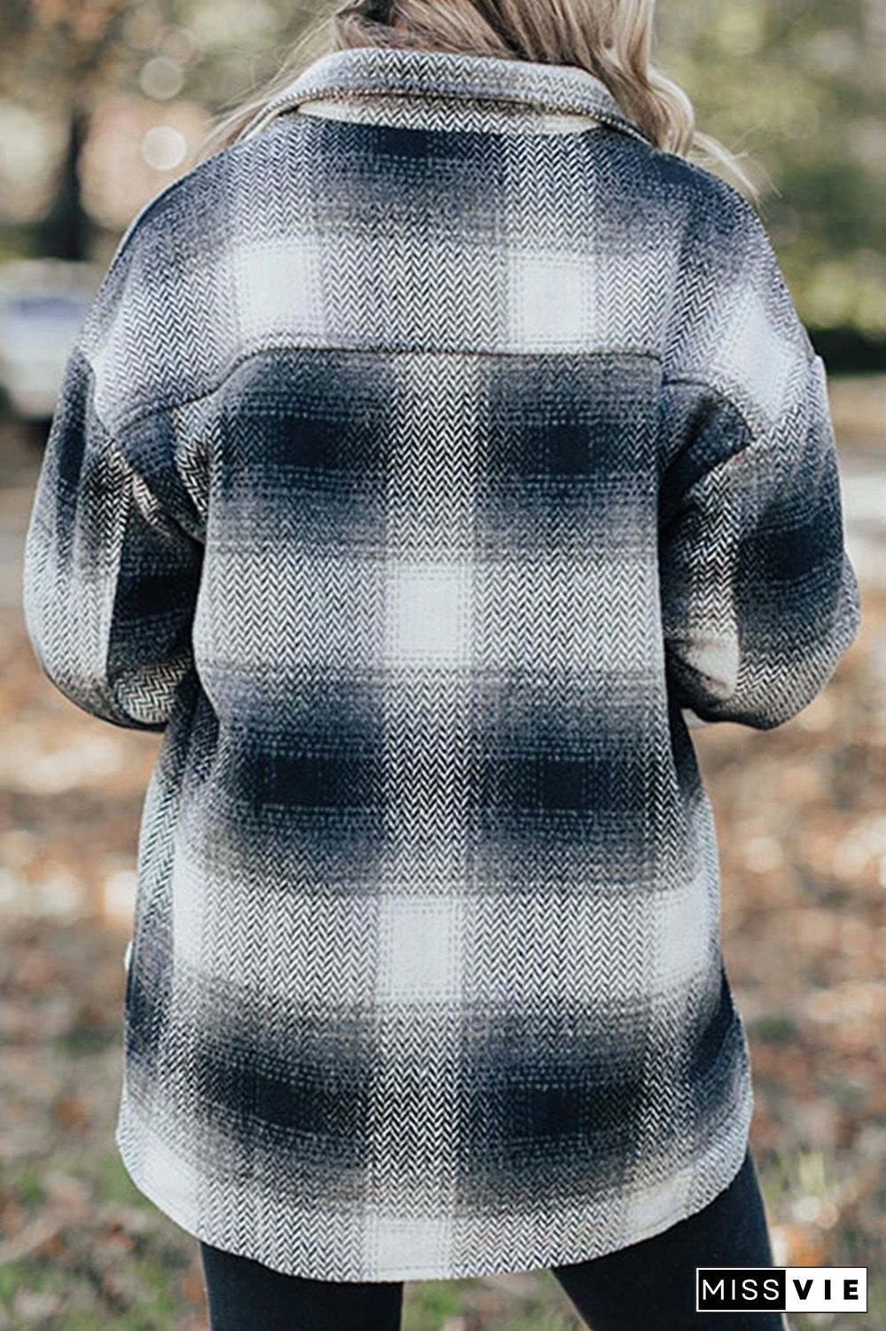 Plaid Pocket Open Button Jackets