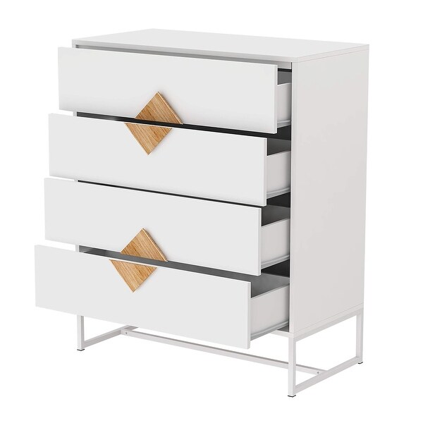 4 Drawer Dresser， Modern Chest Storage Cabinet for Bedroom and Living Room - as picture - - 37668835