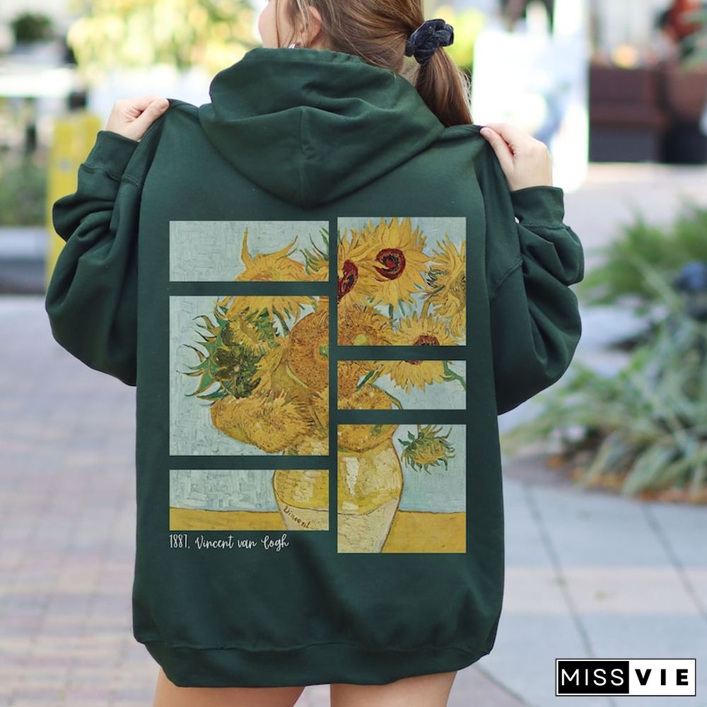 Sunflowers Hoodie Vincent Van Gogh Art Retro Vintage Hoodie