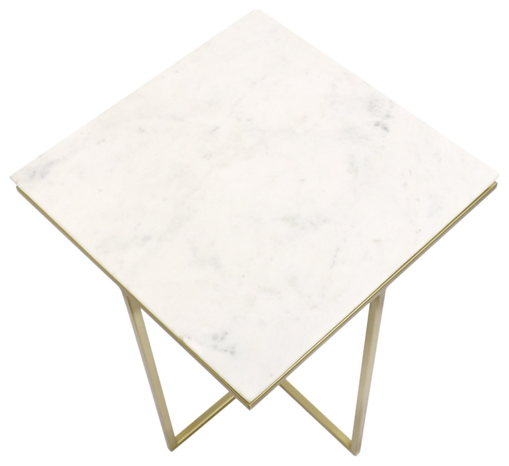 Pasargad Home Perama Marble and Stainless Steel Side Table   Contemporary   Side Tables And End Tables   by Pasargad Home  Houzz