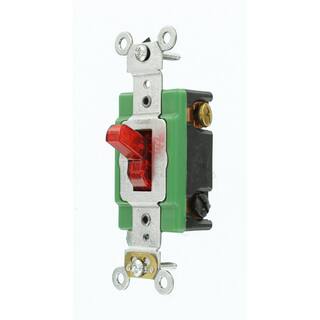 Leviton 30 Amp Industrial Grade Heavy Duty Double-Pole Pilot Light Toggle Switch Red 3032-PLR