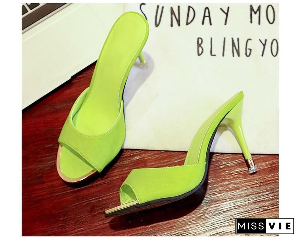 Women High Heels Sandal Shoes Sexy Black Slippers Sandals