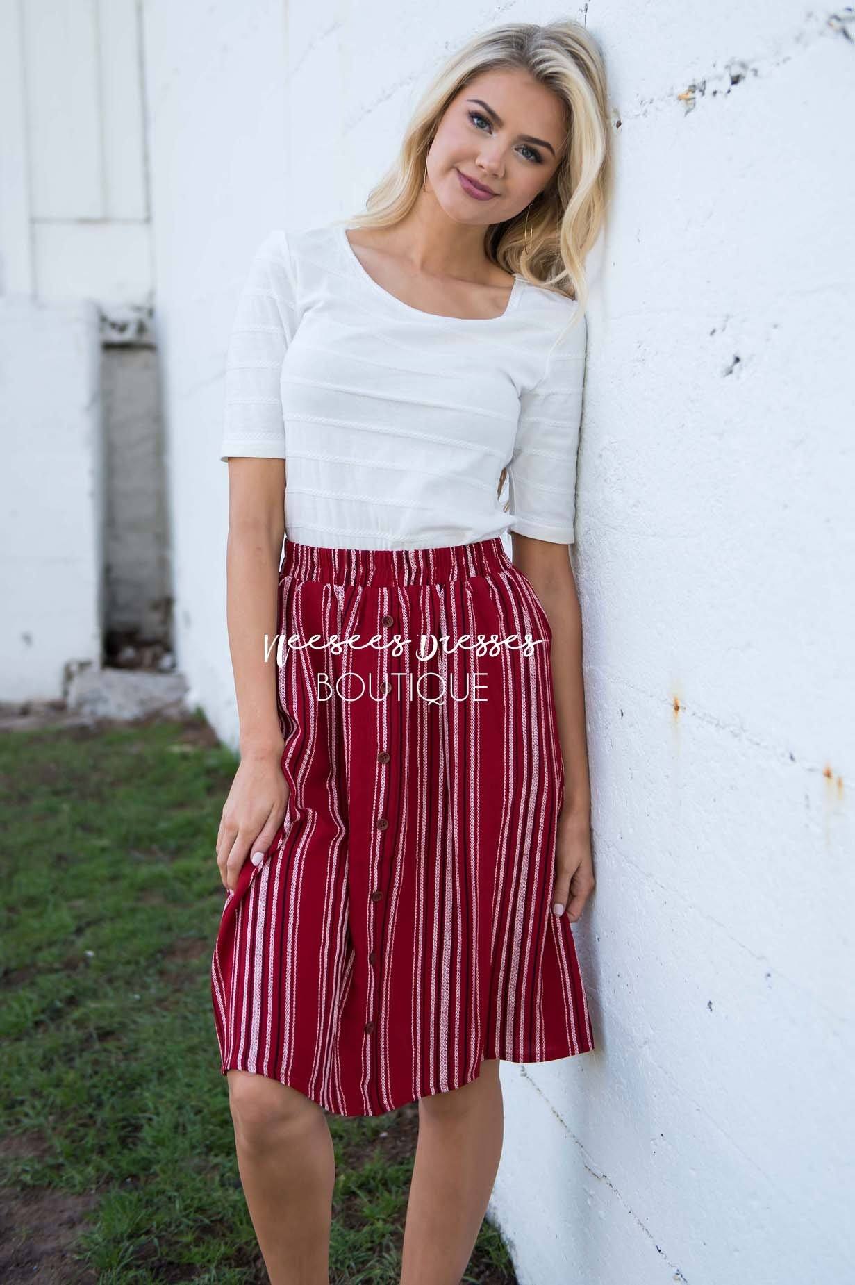 Burst Of Joy Striped Button Skirt