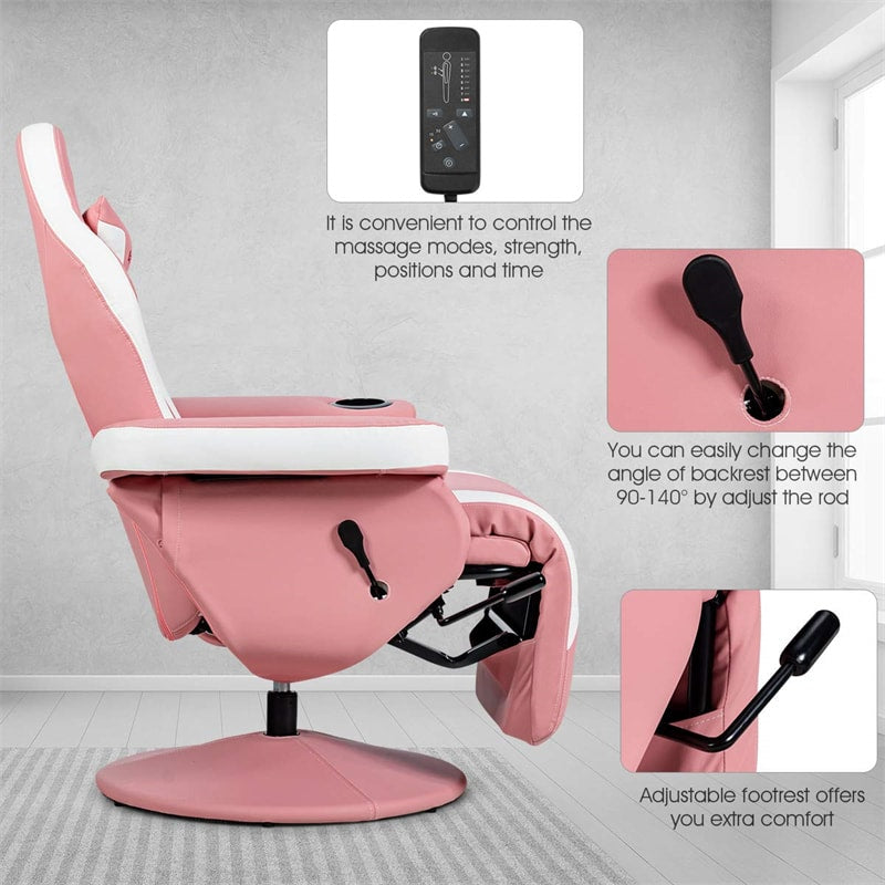 Ergonomic High Back Massage Gaming Chair Racing Style Gaming Recliner with Adjustable Backrest Footrest