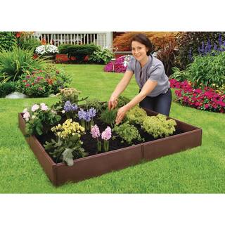 Emsco Bloomers Series 3.8 ft. x 3.8 ft. Brown Resin Raised Garden Bed 2455