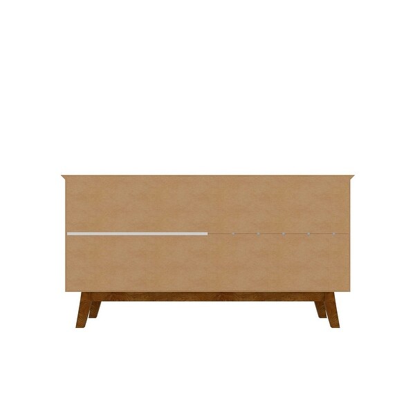 Yonkers 62.99 Sideboard with Solid Wood Legs and 2 Cabinets in Off White and Cinnamon