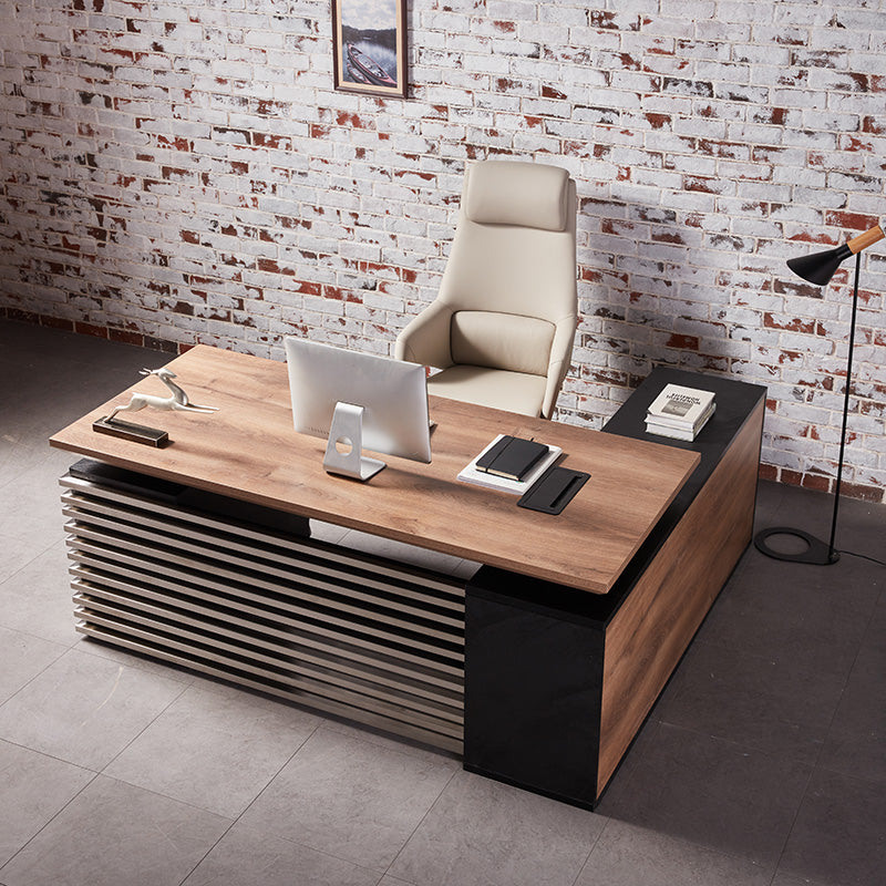 PHOENIX Sit & Stand Electric Lift Executive Desk with Left Return 1.8M - Warm Oak & Black