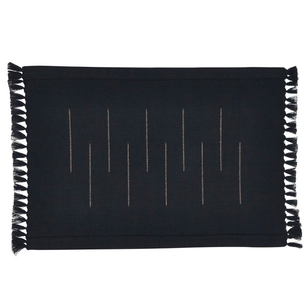 Saro Lifestyle Fringe Border Placemats With Line Design set Of 4