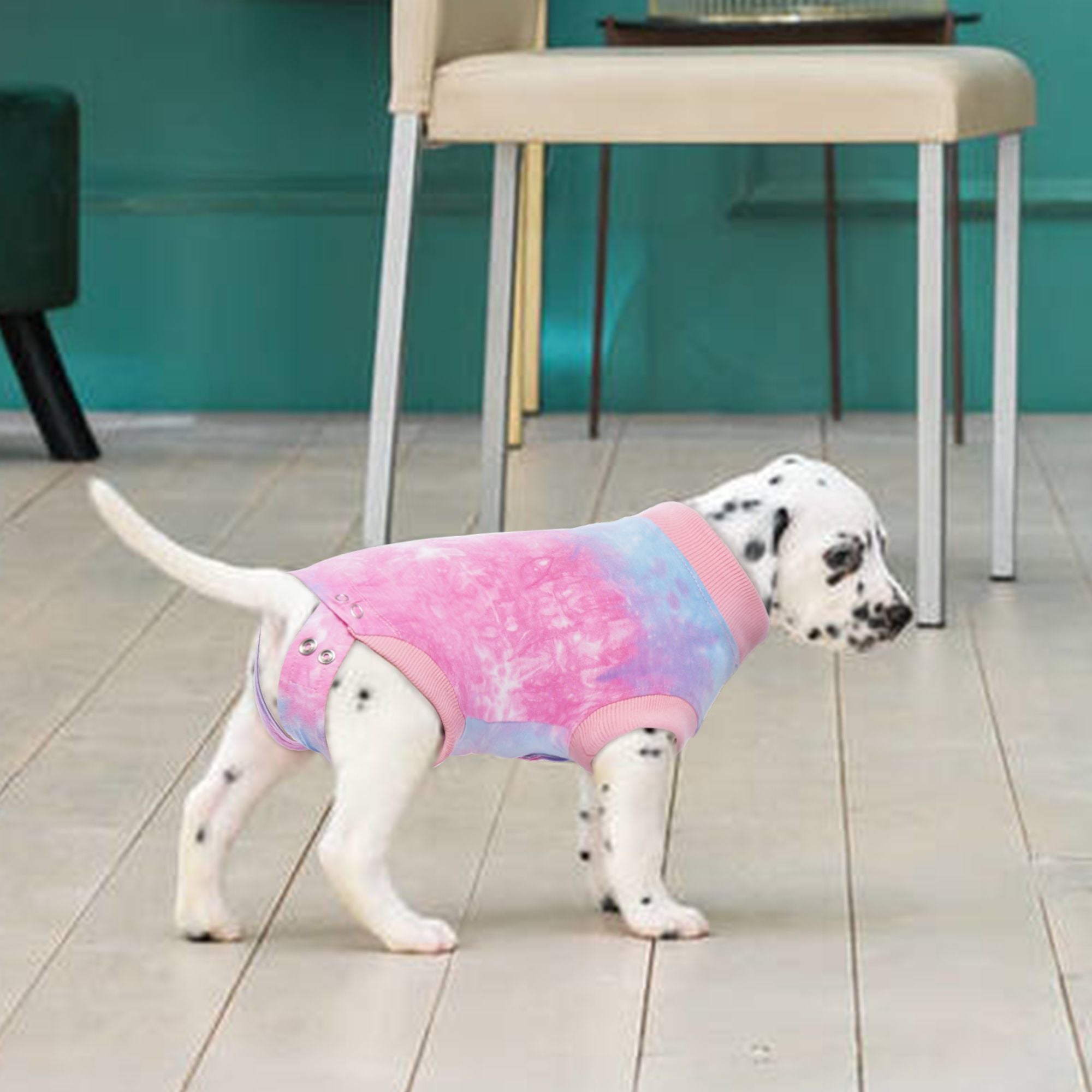 PUMYPOREITY Dog Surgery Recovery Suit， Tie-Dye Dog Onesie Recovery Suit After Surgery， Breathable Abdominal Wound Skin Diseases Protector， Cone Collar Alternative， Pet Dog Recovery Shirt， Pink