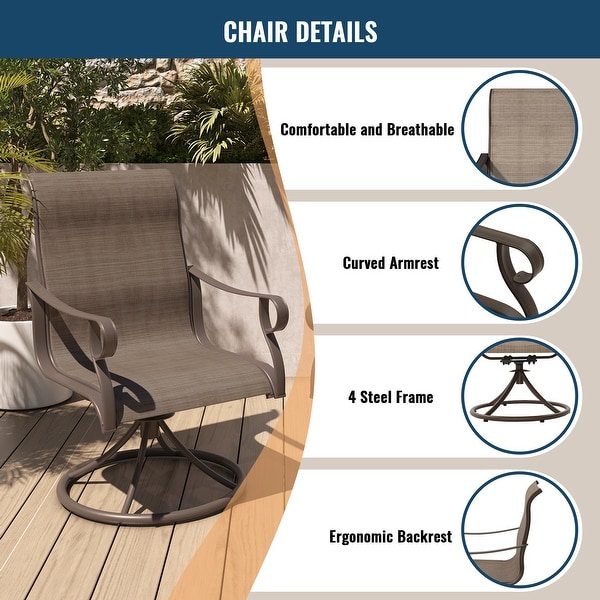 Outdoor 5 Piece Patio Swivel Chair Dining Table Set